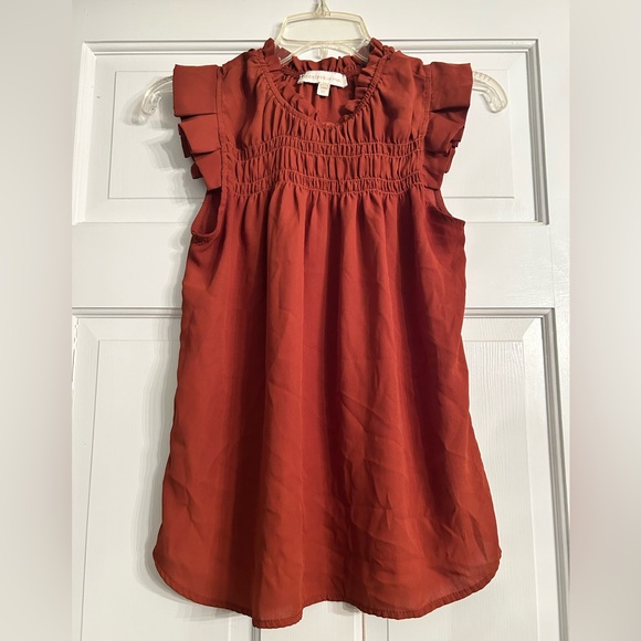 Monteau Rust Ruffle Sleeve Blouse - Picture 1 of 3